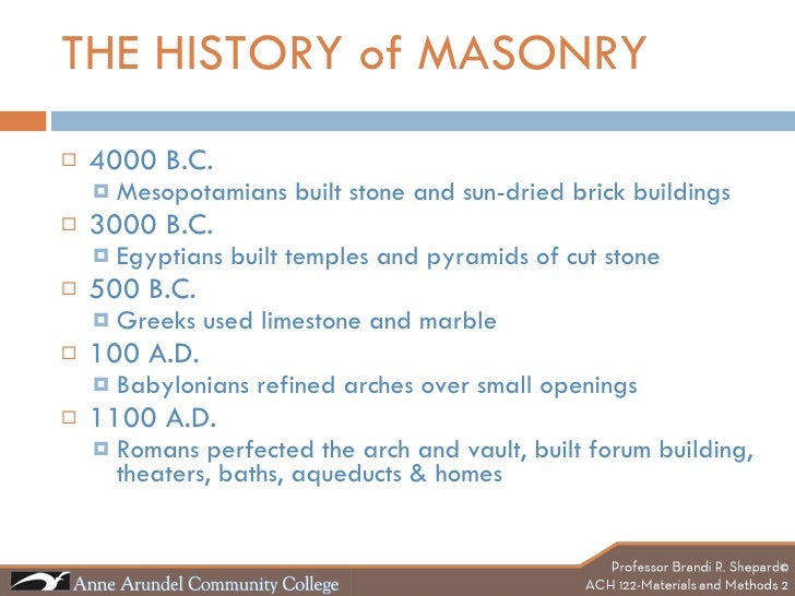 ACH 122 Lecture 05a (Brick Masonry)