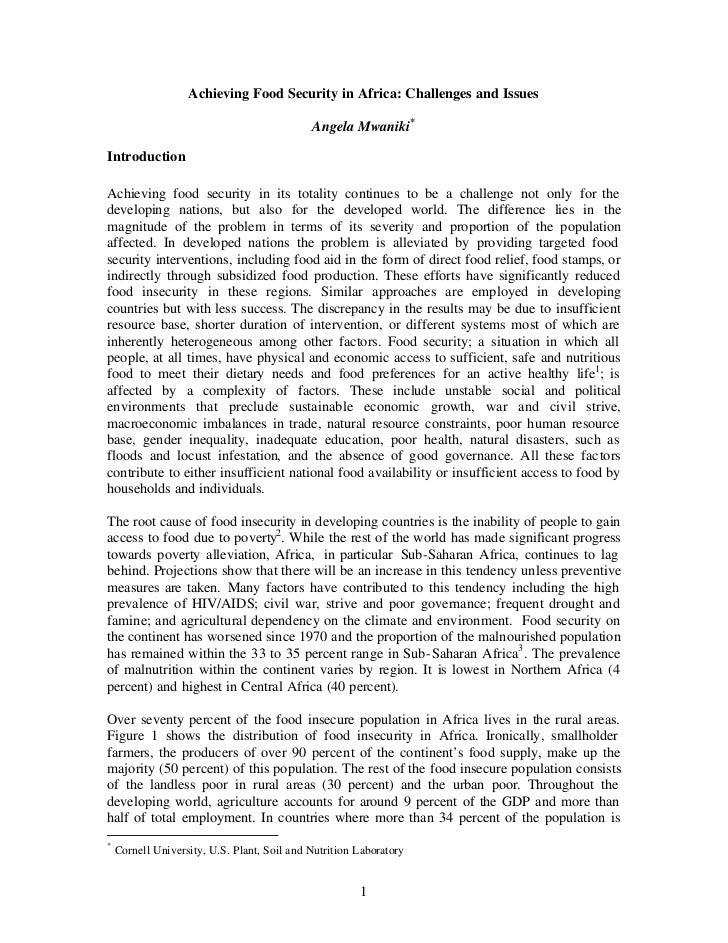 Essay on food security