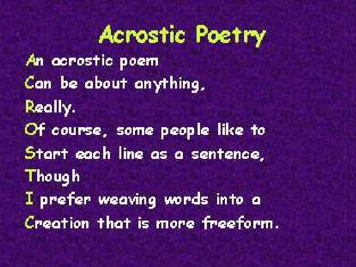 Acrostic poem book report