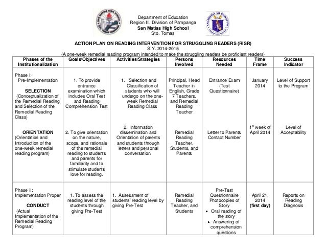 Action plan in reading 2014