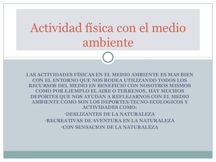 Actividad FíSica Con El Medio Ambiente