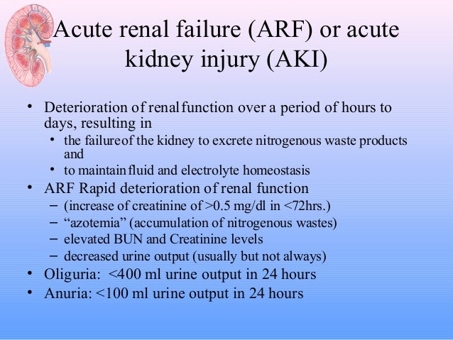 aki arf fena diagnosis urea deterioration sediment atn creatinine nephropathy myoglobin