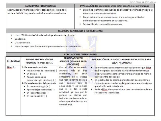 Adecuaciones curriculares planeacion