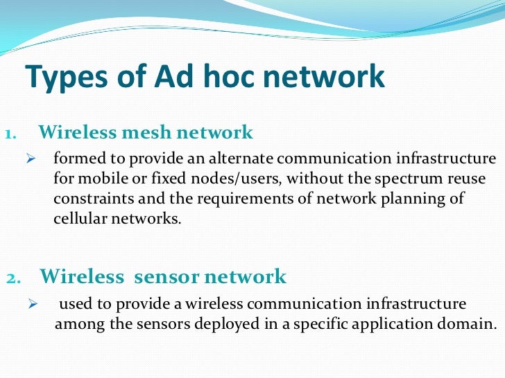 Ad hoc networks