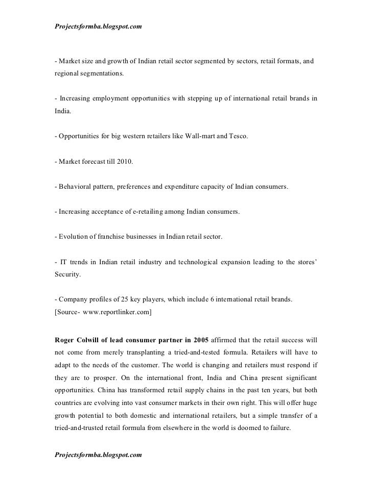 Dissertation On Retail Industry