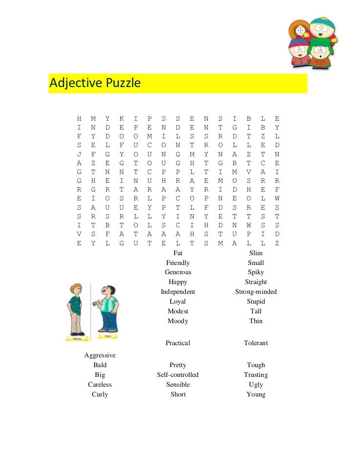 Adjective Puzzle Worksheet