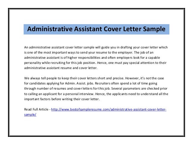 sample cover letter for administrative position
