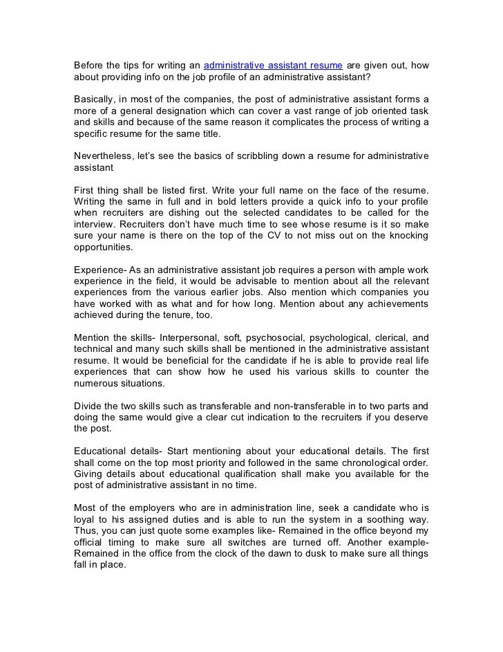 executive assistant sample resume