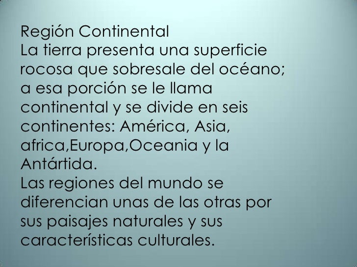 regiones continentales