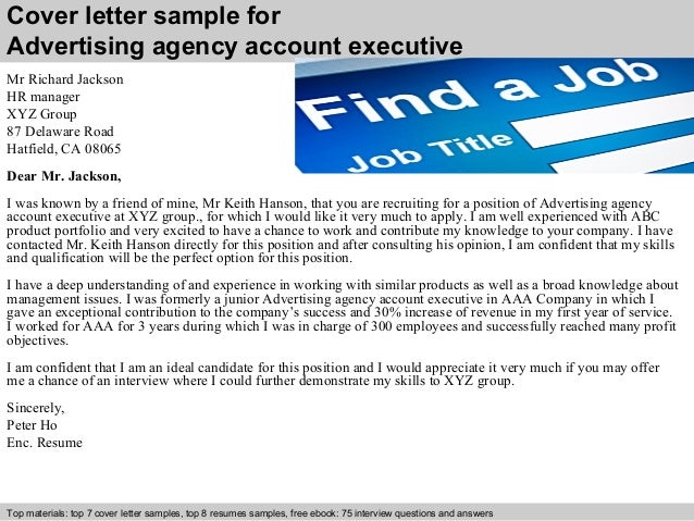 sample advertising account executive cover letter
