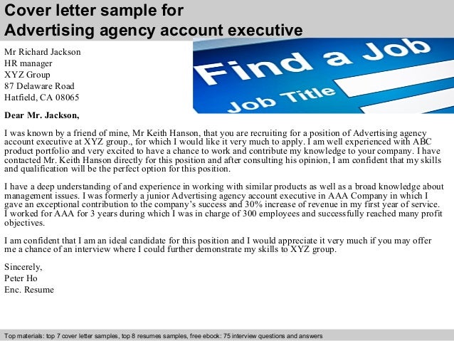 cover letter account executive advertising agency