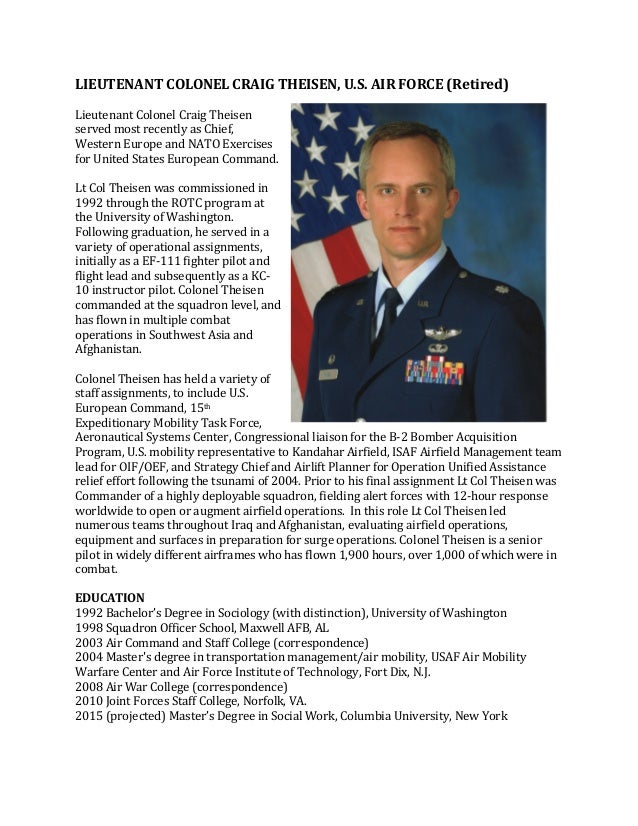 Theisen Military Bio Theisen Military Bio