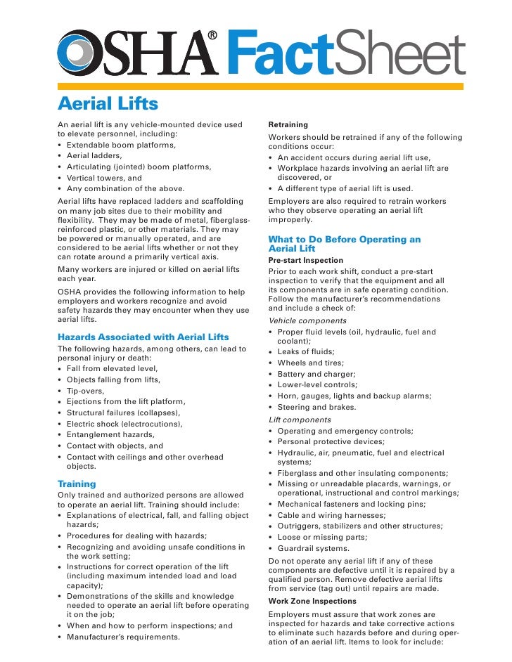 Aerial Lifts Factsheet