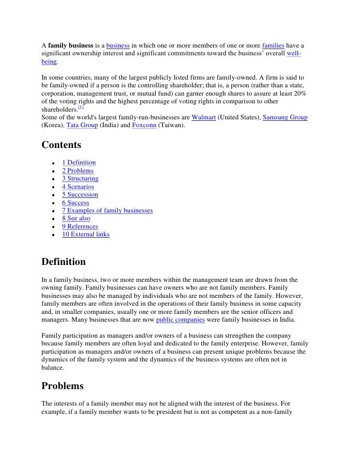 family business essay