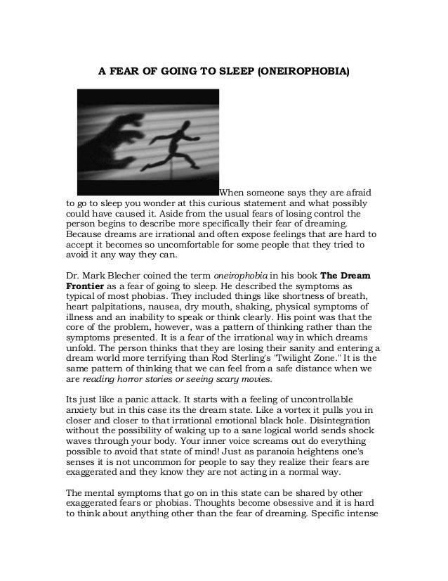 A fear of falling asleep oneirophobia symptoms and causes