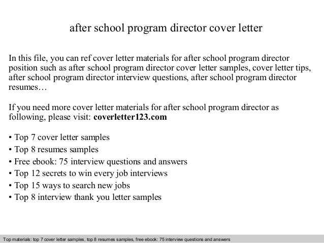 after school program director cover letter