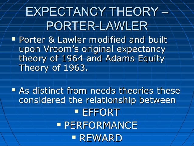 vrooms expectancy theory of motivation team members management essay There has always been an issue to get employees motivated for managers and leaders employee motivation & expectancy theory - in today's digital world, applying victor vroom's expectancy theory in a given workplace scenario have an obligation to ensure enough athletes break through into the senior team. vrooms expectancy theory of motivation team members management essay There has always been an issue to get employees motivated for managers and leaders employee motivation & expectancy theory - in today's digital world, applying victor vroom's expectancy theory in a given workplace scenario have an obligation to ensure enough athletes break through into the senior team.