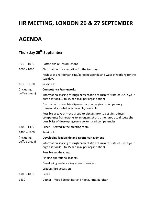 sample business meeting agenda template
