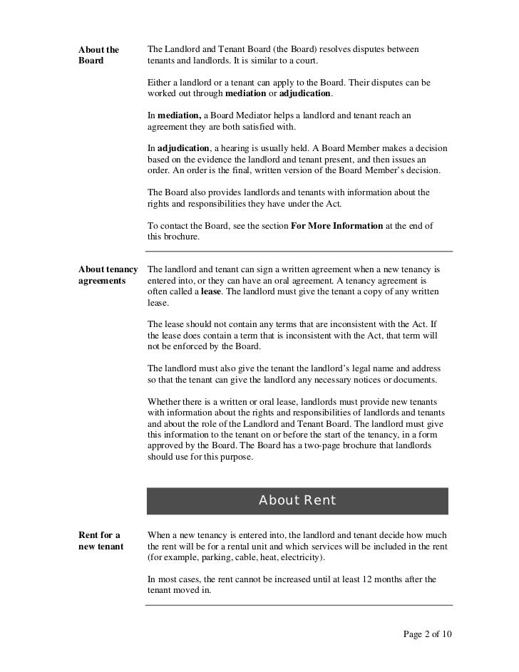 A guide to the ontario residential tenancies act