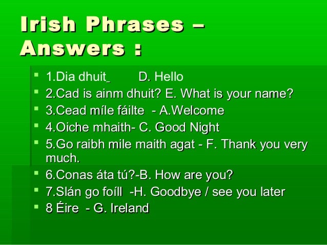 how to say hello and goodbye in ireland