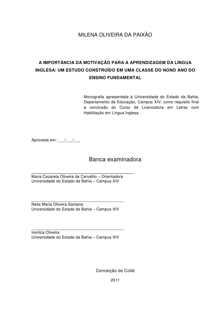 Monografia motivacao