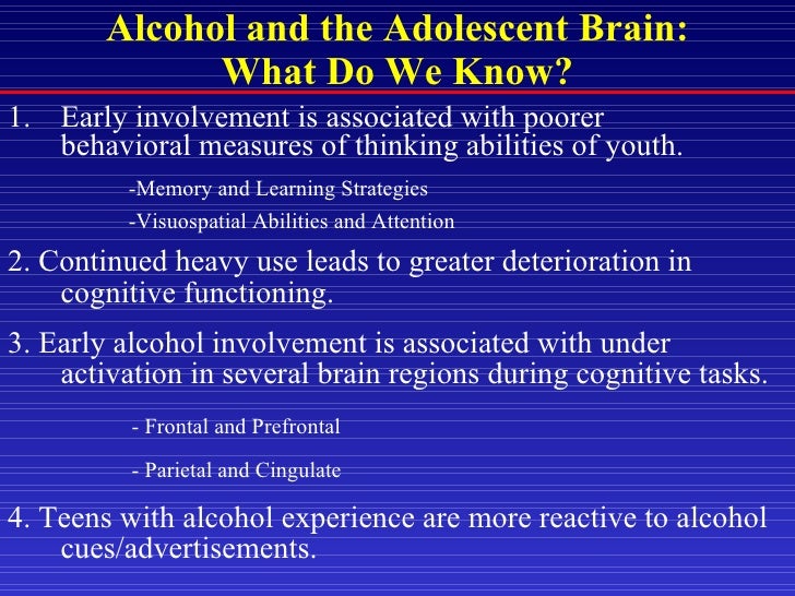 effects of alcohol on the adolescent For teenagers, the effects of a drunken night out may linger long after the hangover wears off a recent study finds damaged nerve tissue in the. effects of alcohol on the adolescent For teenagers, the effects of a drunken night out may linger long after the hangover wears off a recent study finds damaged nerve tissue in the.