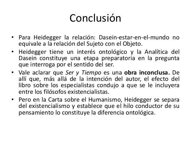 Falto Conclusion Al Ser Y Tiempo De Heidegger