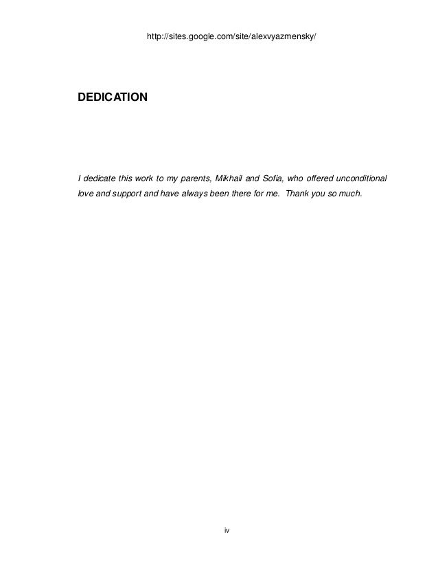 Dedication in a phd thesis