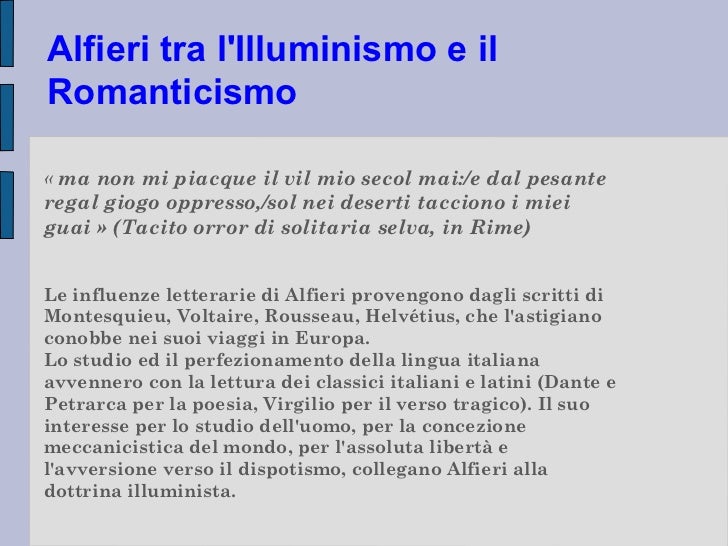 Tacito Orror Di Solitaria Selva Parafrasi Alfieri
