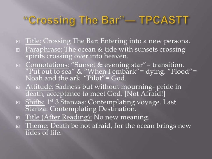 Alfred Tennyson crossing the bar analysis Alfred Tennyson crossing the bar analysis