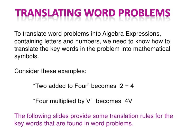 translate algebraic expressions