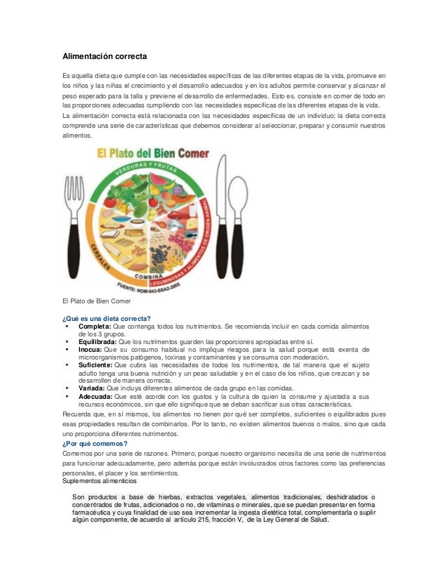 Alimentación correcta Alimentación correcta