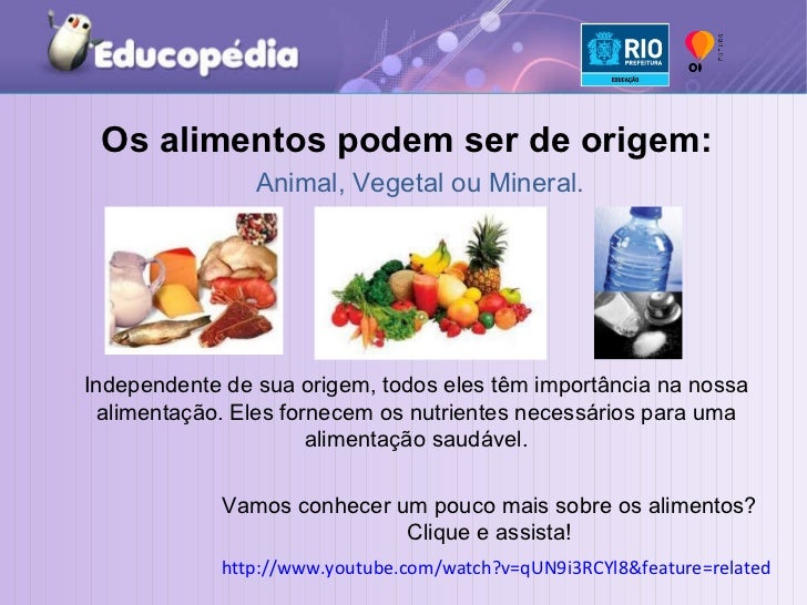 Alimentos De Origem Mineral Vegetal E Animal