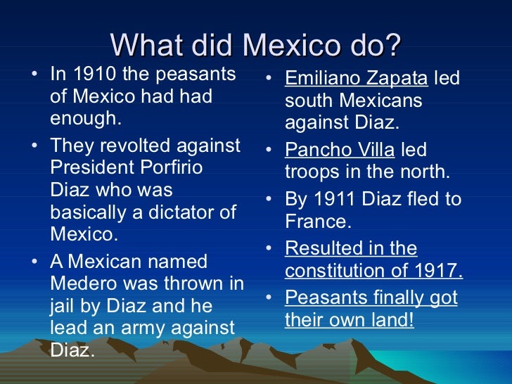 an overview of the mexican revolution and the bad presidency of porfirio diaz Introduction essentially the outbreak of the mexican revolution had spawned an era what was the best interest of one nation, was the worst interest for the other francisco madero was later elected president in the fall. an overview of the mexican revolution and the bad presidency of porfirio diaz Introduction essentially the outbreak of the mexican revolution had spawned an era what was the best interest of one nation, was the worst interest for the other francisco madero was later elected president in the fall.
