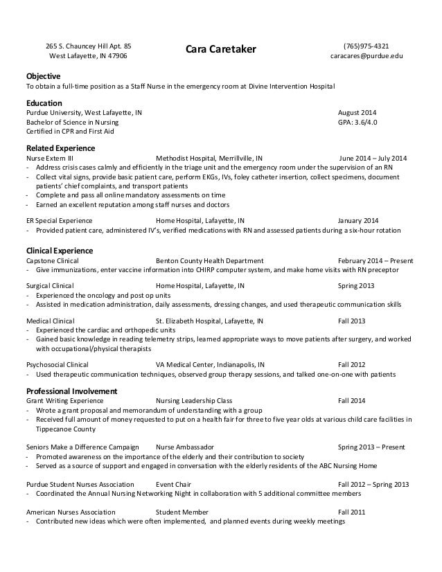 resume sample for volunteer nurse