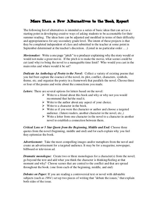 alternatives to book reports alternatives to the book report alternatives to book reports alternatives to the book report