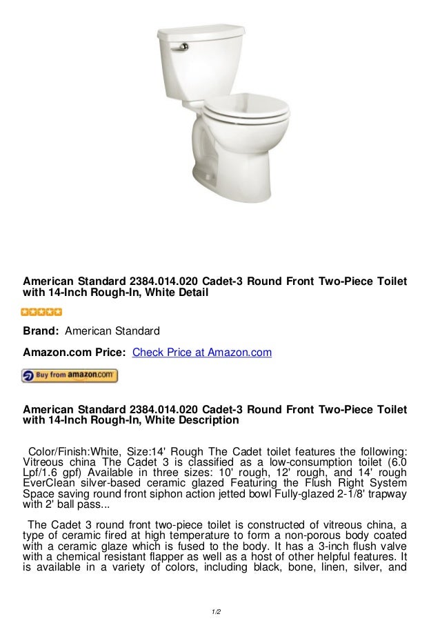American standard 2384.014.020 cadet 3 round front twopiece toilet w…