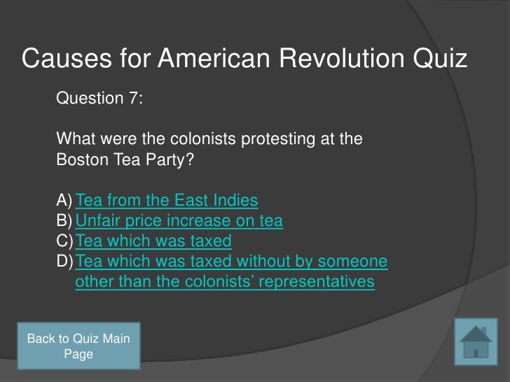 Causes of the american revolution essay