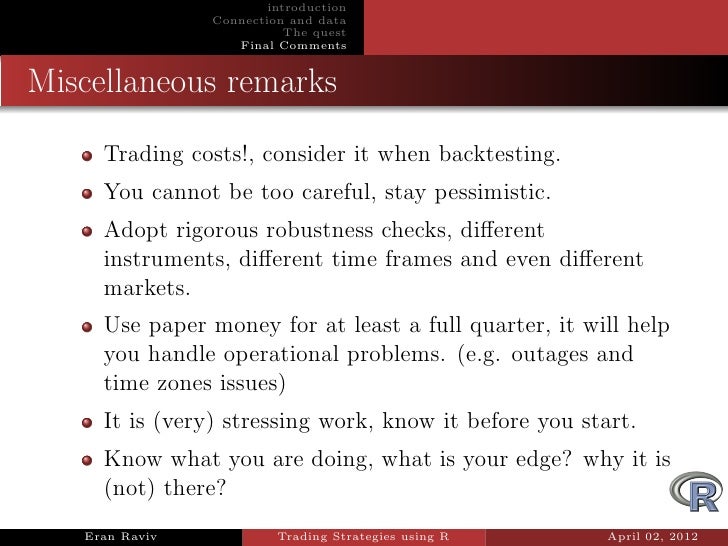 Backtest trading strategies r