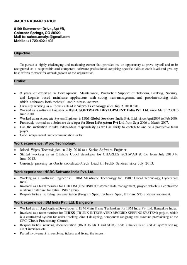 mainframe programmer resume