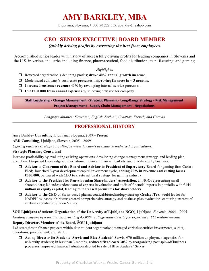 Resume Sample Strategy Consultant