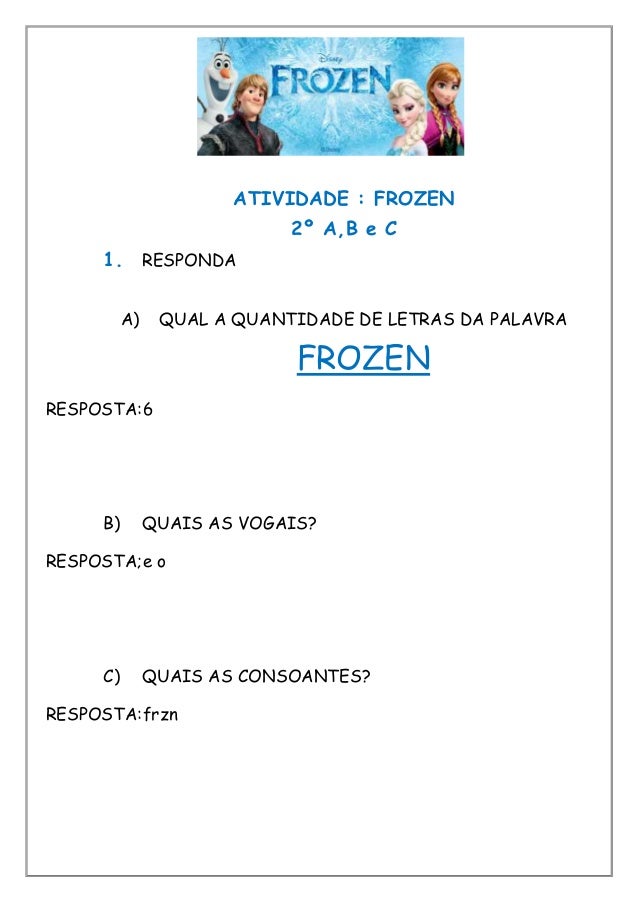 ATIVIDADE FROZEN