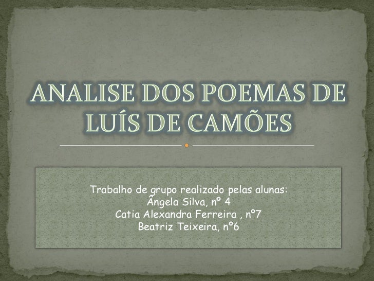 Luis de Camoes poemas analisados Luis de Camoes poemas analisados