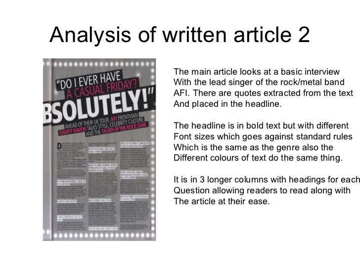 How to analyse an article