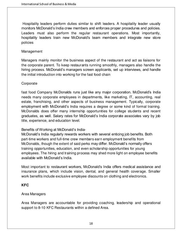 fast food restaurant essay