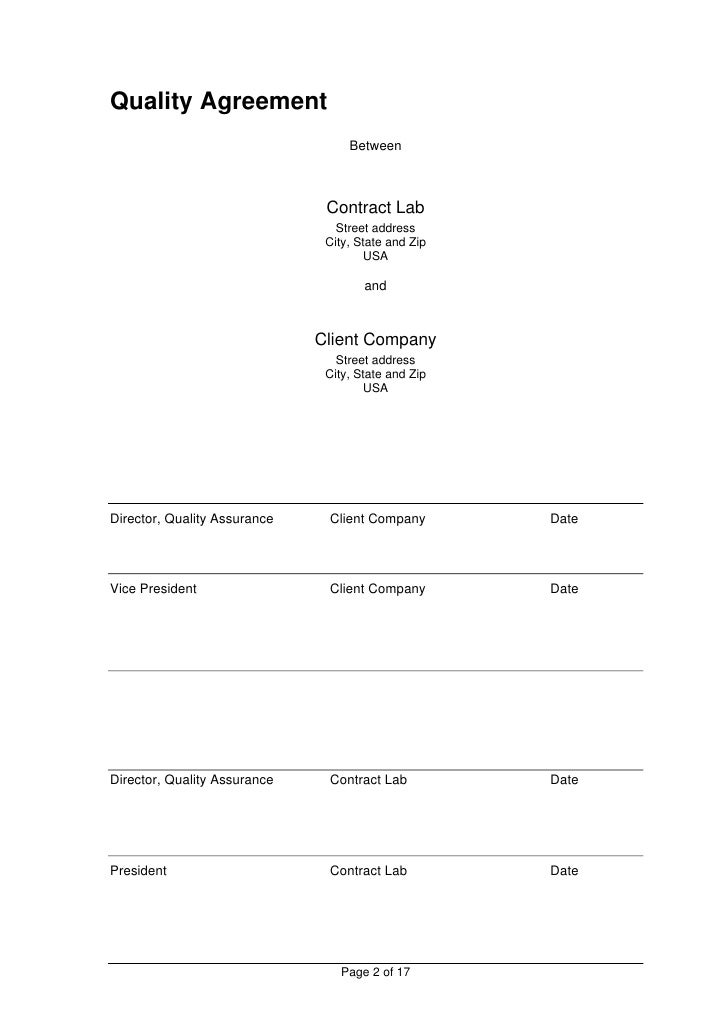 quality assurance agreement template analytical quality agreement template quality assurance agreement template analytical quality agreement template
