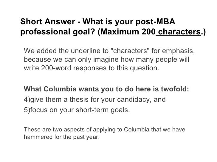 Columbia mba essays sample
