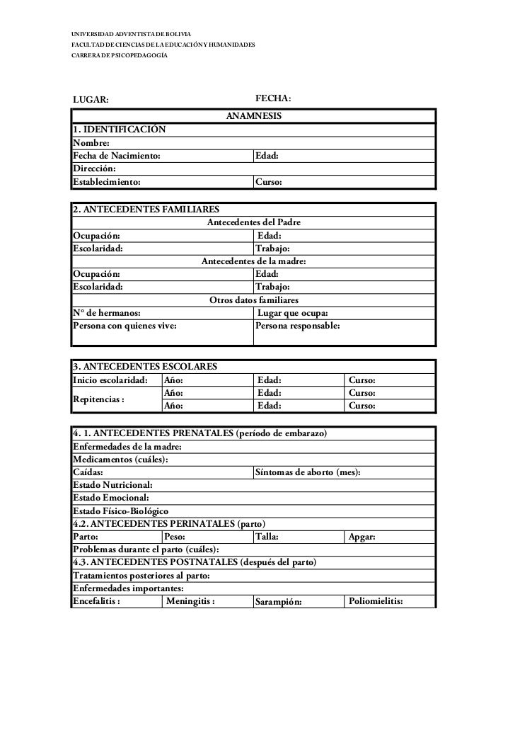 HISTORIA CLINICA ANAMNESIS historia clinica anamnesis: