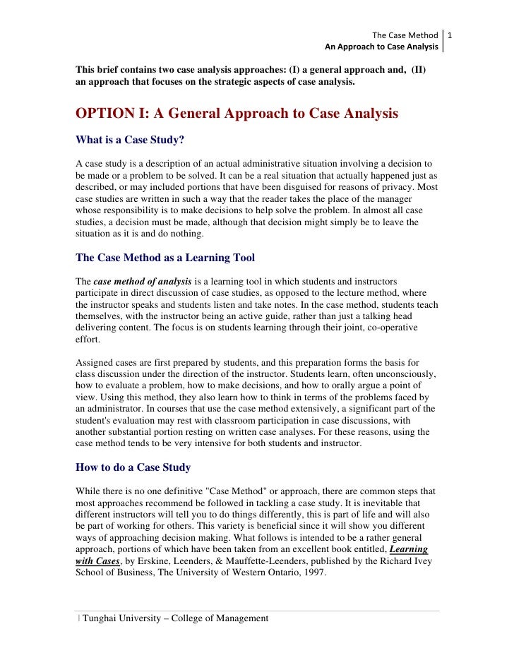 The Case Method 1 An Approach to Case Analysis This b...