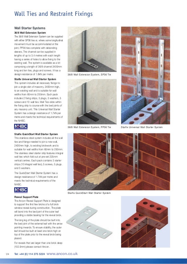 Ancon Wall Ties and Restraint Fixings for Brick, Block and Stone